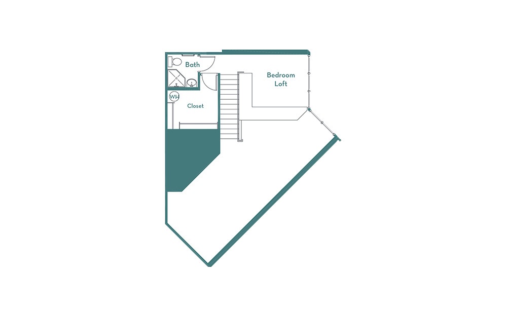 A3L - 1 bedroom floorplan layout with 2 baths and 1100 square feet. (loft)